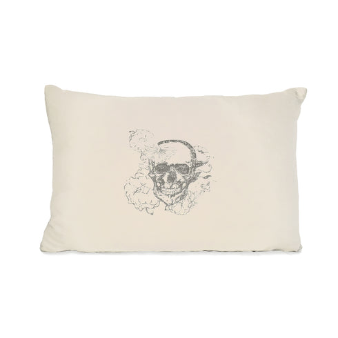 handcrafted silk accent pillow, skull motif <span class='visuallyhidden'>Call or text 323-404-2959 if you need shopping assistance.</span>