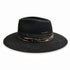 The Gentelman, a stylish black felt fedora dressed in black and creme textiles, and sterling silver and blackened sterling jewelry <span class='visuallyhidden'>Call or text 323-404-2959 if you need shopping assistance.</span>