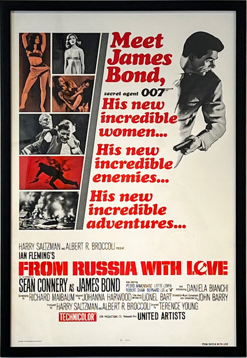 collector-item movie poster, restored + framed<br>From Russia With Love (see next for true poster quality) <span class='visuallyhidden'>Call or text 323-404-2959 if you need shopping assistance.</span>