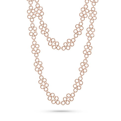 Bamboo-texture links in a honeycomb-like pattern.<br>layers beautiful behind pearls, beads, and delicate chains.<span class='visuallyhidden'>Call, text 323-404-2959 for shopping help.</span>
