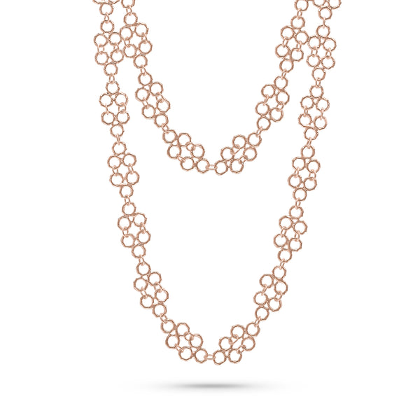 Bamboo-texture links in a honeycomb-like pattern.<br>layers beautiful behind pearls, beads, and delicate chains.<span class='visuallyhidden'>Call, text 323-404-2959 for shopping help.</span>