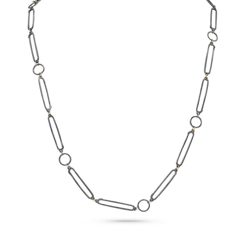 in sexy noir and rose gold — fastened swoop style:<br>an excellent pairing with our delicate gold, gemstone, and diamond-kissed chains <span class='visuallyhidden'>Call, text 323-404-2959 for shopping help.</span>