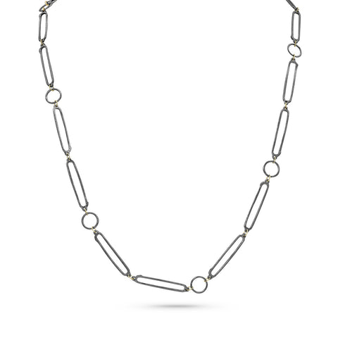 in sexy noir and rose gold — fastened swoop style:<br>an excellent pairing with our delicate gold, gemstone, and diamond-kissed chains <span class='visuallyhidden'>Call, text 323-404-2959 for shopping help.</span>