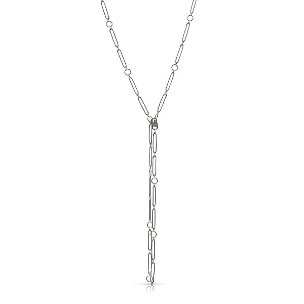 in sexy noir and rose gold — fastened lariat-style:<br>perfect for dangling a cluster of your favorite pendants! <span class='visuallyhidden'>Call, text 323-404-2959 for shopping help.</span>