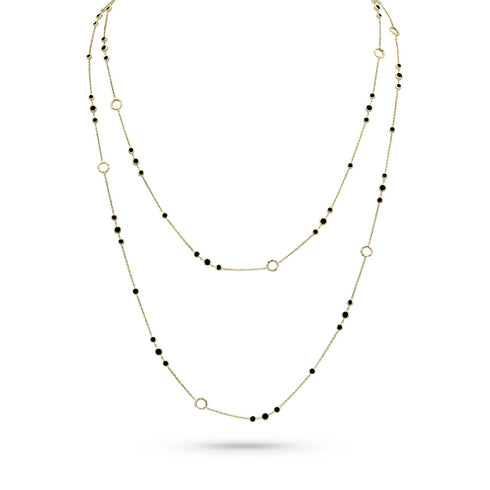trios black diamond delicate station necklace in yellow gold <span class='visuallyhidden'>Call, text 323-404-2959 for shopping help.</span>