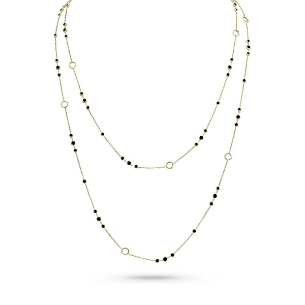 trios black diamond delicate station necklace in yellow gold <span class='visuallyhidden'>Call, text 323-404-2959 for shopping help.</span>