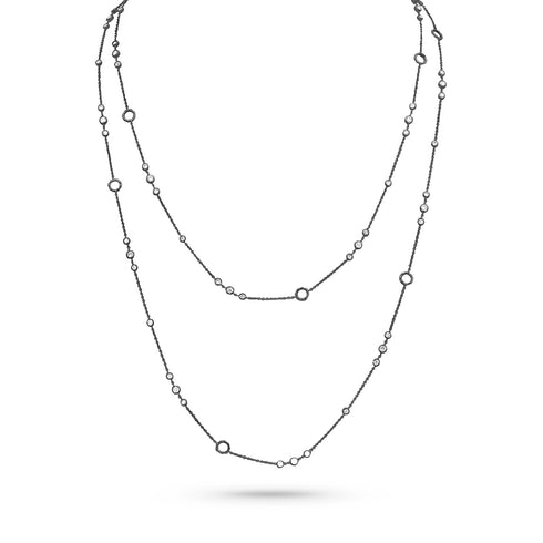 trios white diamond delicate necklace<br>in black gold <span class='visuallyhidden'>Call, text 323-404-2959 for shopping help.</span>