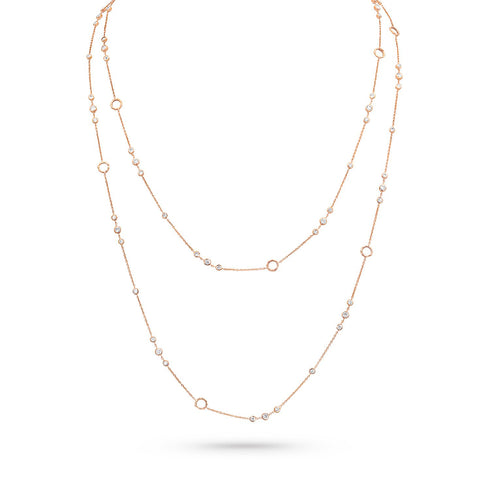 trios white diamond delicate station necklace<br>in rose gold <span class='visuallyhidden'>Call, text 323-404-2959 for shopping help.</span>