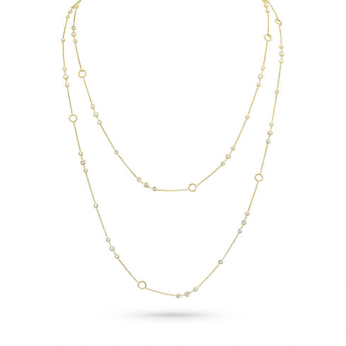 trios white diamond delicate station necklace<br>in yellow gold <span class='visuallyhidden'>Call, text 323-404-2959 for shopping help.</span>