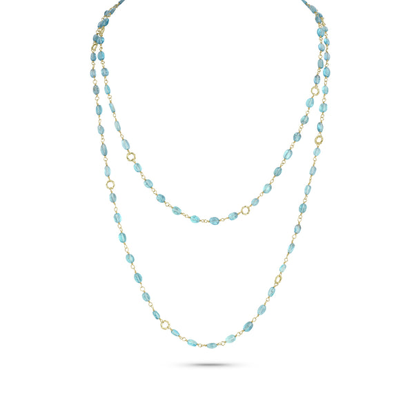 apatitle and yellow gold gemstone long necklace <span class='visuallyhidden'>Call, text 323-404-2959 for shopping help.</span>