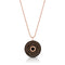 hot 18k rose gold black diamond round pendant necklace<br>on an adjustable length 18k rose gold delicate beaded chain <span class='visuallyhidden'>Text, phone 323-404-2959 for shopping assistance.</span>
