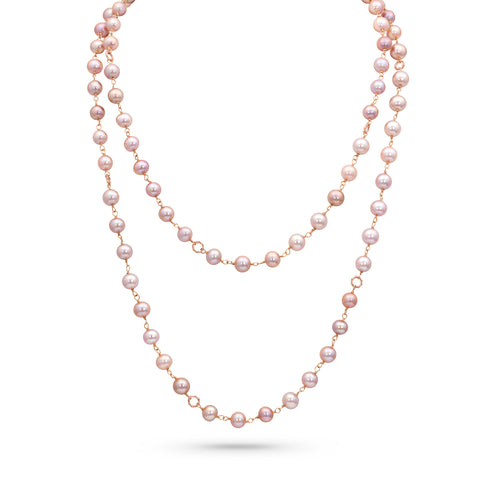freshwater pearls hand-selected<br>for their array of pink hues <span class='visuallyhidden'>Call or text 323-404-2959 if you need shopping assistance.</span>