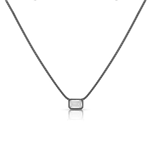 white diamond solitaire choker necklace in blackened gold <span class='visuallyhidden'>Call or text 323-404-2959 if you need shopping assistance.</span>