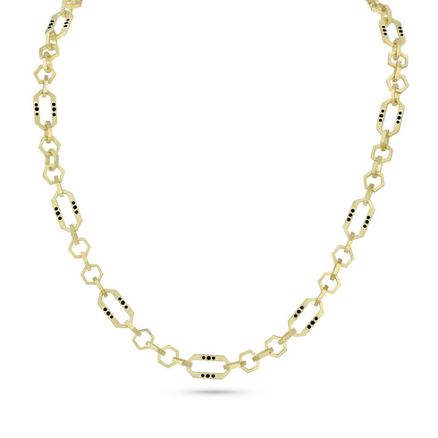 timepiece chain necklace, in black diamonds and yellow gold <span class='visuallyhidden'>Contact the Beverly Hills store at 323-404-2959 or through this website for shopping assistance.</span>
