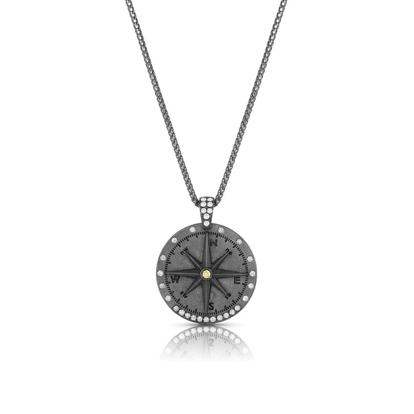 in black gold with yellow focal diamond<br>surrounded by white diamonds <span class='visuallyhidden'>Contact the Beverly Hills store at 323-404-2959 or through this website for shopping assistance.</span>