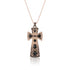 black diamond and champagne diamond intricate large cross pendant necklace,<br>each stone set by hand <span class='visuallyhidden'>Call or text 323-404-2959 if you need shopping assistance.</span>