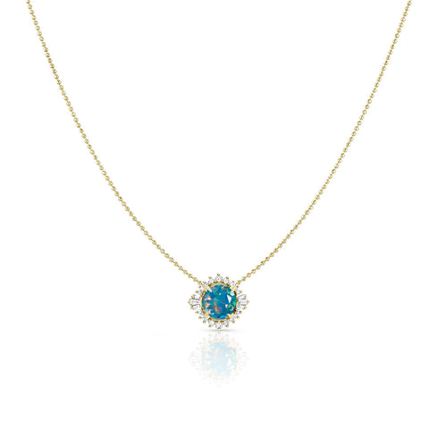 coordinating Australian opal and white diamond sparkle pendant necklace <span class='visuallyhidden'>Call or text 323-404-2959 for shopping assistance</span>