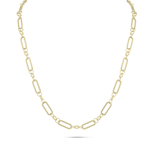 zoom in to see the beautiful detailing<br>etched into each paperclip link<br>in this designer yellow gold chain <span class='visuallyhidden'>Call or text 323-404-2959 if you need shopping assistance.</span>