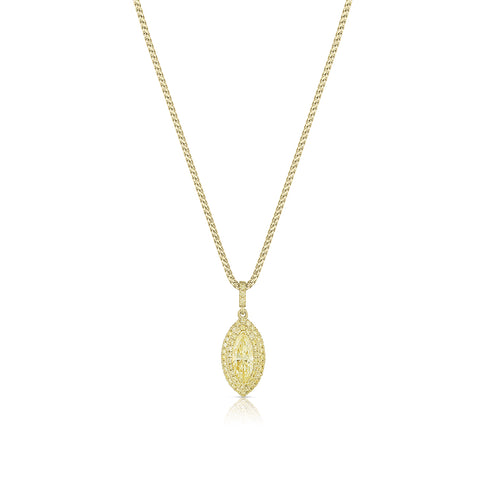 marquise cut natural lemon yellow pendant necklace<br>accented in yellow diamond double pave halos + yellow diamond kissed bail <span class='visuallyhidden'>Call or text 323-404-2959 if you need shopping assistance.</span>