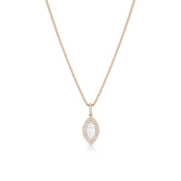 rare marquise diamond pendant necklace haloed in relief with two rows of diamond pave <span class='visuallyhidden'>Call or text 323-404-2959 if you need shopping assistance.</span>