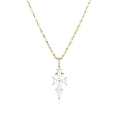 diamond trillion cuts and bullet cut marquise cross pendant necklace, in yellow gold <span class='visuallyhidden'>Call, text 323-404-2959 for shopping help.</span>