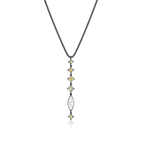 mixed fancy yellow diamonds lariat-style one of a kind pendant necklace, in black gold <span class='visuallyhidden'>Call, text 323-404-2959 for shopping help.</span>
