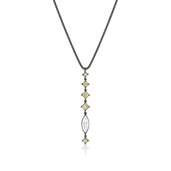 mixed fancy yellow diamonds lariat-style one of a kind pendant necklace, in black gold <span class='visuallyhidden'>Call, text 323-404-2959 for shopping help.</span>