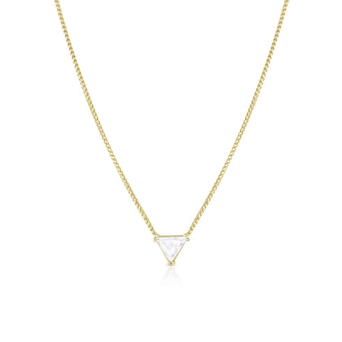 exquisite trillion diamond choker<br>with raised minimalist setting, and adjustable length chain <span class='visuallyhidden'>Call or text 323-404-2959 if you need shopping assistance.</span>