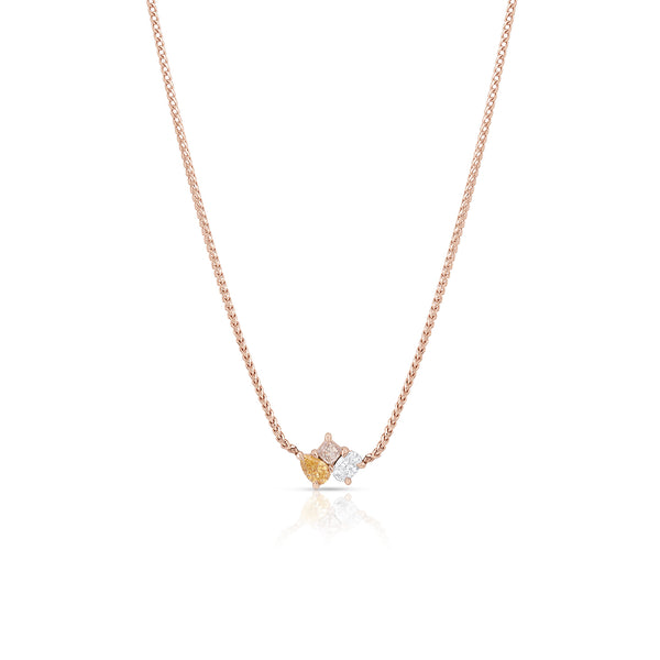 one of a kind deep yellow diamond, champagne diamond, white diamond<br>cluster choker with 18k rose gold adjustable chain <span class='visuallyhidden'>Text, phone 323-404-2959 for shopping assistance.</span>