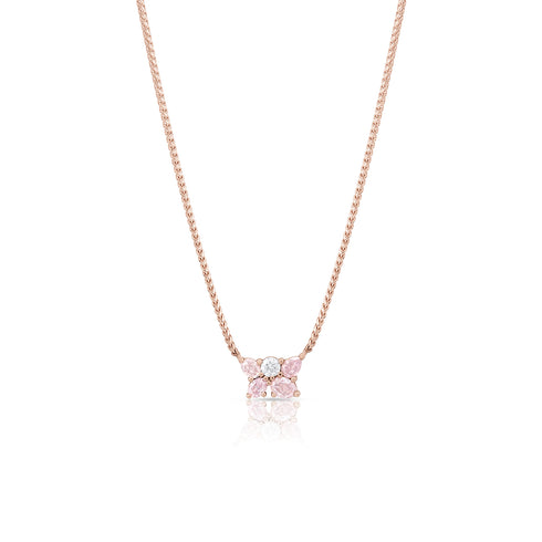fancy pink diamond, white diamond five diamond cluster pendant necklace, choker length<br>in 18k rose gold on an adjustable chain <span class='visuallyhidden'>Call or text 323-404-2959 if you need shopping assistance.</span>