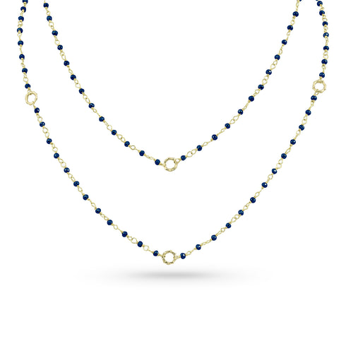 Dominique Cohen 2mm gemstone beads delicate chain necklace, in iolite and 18k yellow gold <span class='visuallyhidden'>Call, text 323-404-2959 for shopping help.</span>