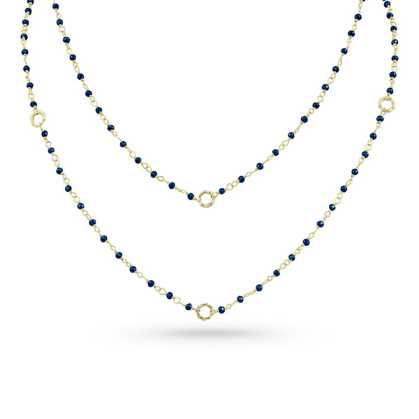 Dominique Cohen 2mm gemstone beads delicate chain necklace, in iolite and 18k yellow gold <span class='visuallyhidden'>Call, text 323-404-2959 for shopping help.</span>