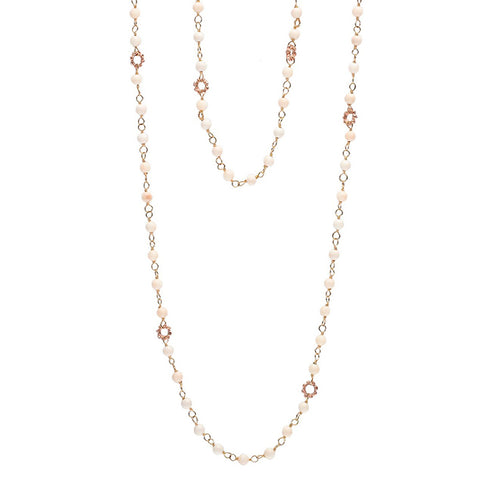 Dominique Cohen 2mm gemstone beads delicate chain necklace, in responsibly sourced fossilized ivory and 18k rose gold <span class='visuallyhidden'>Call, text 323-404-2959 for shopping help.</span>