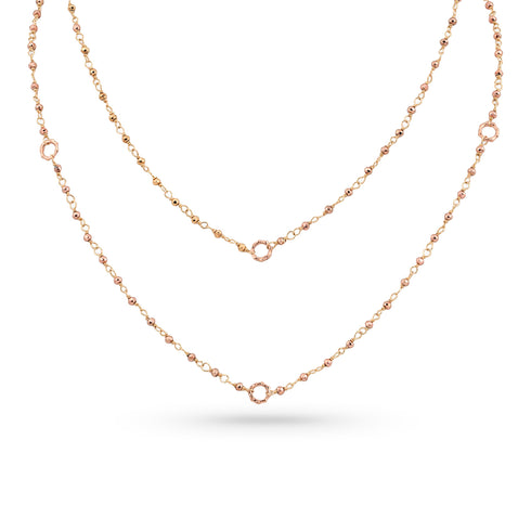 Dominique Cohen 2mm gemstone beads delicate chain necklace, in rose pyrite and 18k rose gold <span class='visuallyhidden'>Call, text 323-404-2959 for shopping help.</span>
