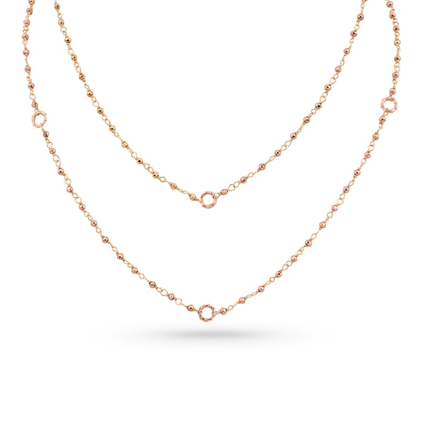 Dominique Cohen 2mm gemstone beads delicate chain necklace, in rose pyrite and 18k rose gold <span class='visuallyhidden'>Call, text 323-404-2959 for shopping help.</span>
