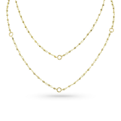 Dominique Cohen 2mm gemstone beads delicate chain necklace, in yellow pyrite and 18k yellow gold <span class='visuallyhidden'>Call, text 323-404-2959 for shopping help.</span>
