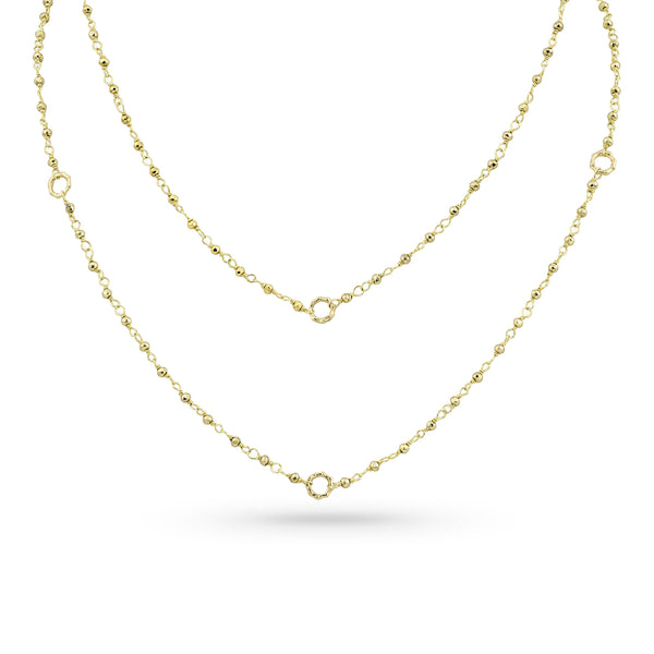 Dominique Cohen 2mm gemstone beads delicate chain necklace, in yellow pyrite and 18k yellow gold <span class='visuallyhidden'>Call, text 323-404-2959 for shopping help.</span>
