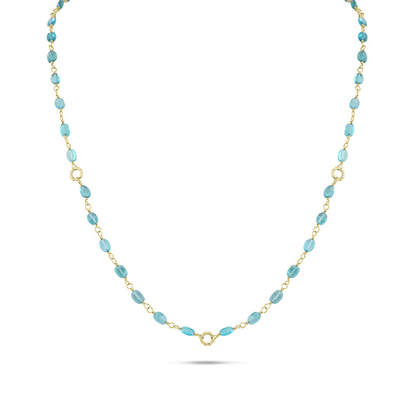 Dominique Cohen oval gemstone beads delicate chain necklace, in apatite and 18k yellow gold <span class='visuallyhidden'>Call, text 323-404-2959 for shopping help.</span>