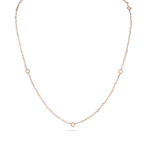 petite, beautiful Tahitian keshi pearls<br>hand-strung onto 18k rose gold, twisted wire;<br>iconic dc bamboo feature links <span class='visuallyhidden'>Call or text 323-404-2959 if you need shopping assistance.</span>