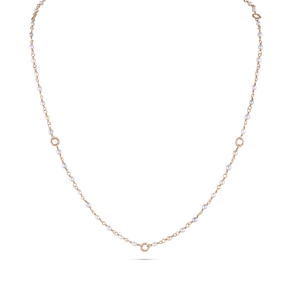 petite, beautiful Tahitian keshi pearls<br>hand-strung onto 18k rose gold, twisted wire;<br>iconic dc bamboo feature links <span class='visuallyhidden'>Call or text 323-404-2959 if you need shopping assistance.</span>