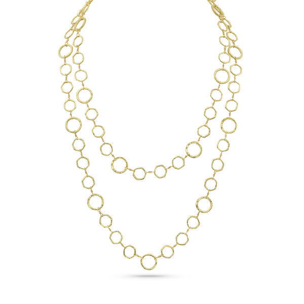 Dominique Cohen classic opera chain of hex links, textured round links, and twisted wire, all in 18k yellow gold <span class='visuallyhidden'>Call, text 323-404-2959 for shopping help.</span>