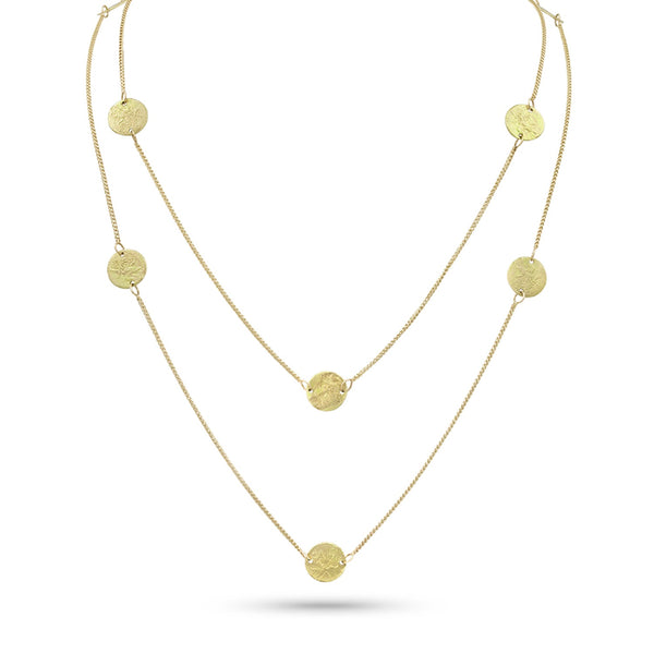 griffin coin and box chain long station necklace, in yellow gold <span class='visuallyhidden'>Call, text 323-404-2959 for shopping help.</span>