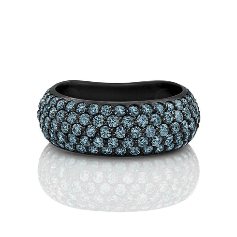 five rows of faceted blue diamonds<br>nestled in blackened 18k gold <span class='visuallyhidden'>Contact the Beverly Hills store at 323-404-2959 or through this website for shopping assistance.</span>