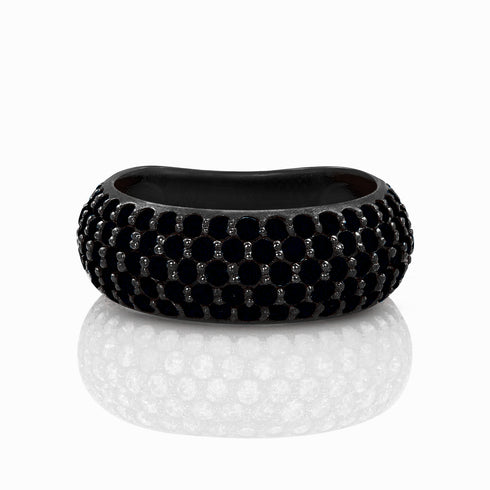 five rows of black diamonds<br>nestled in blackened 18k gold <span class='visuallyhidden'>Contact the Beverly Hills store at 323-404-2959 or through this website for shopping assistance.</span>