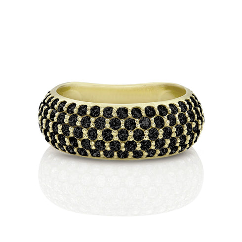 five rows of black diamonds<br>nestled in 18k yellow gold <span class='visuallyhidden'>Contact the Beverly Hills store at 323-404-2959 or through this website for shopping assistance.</span>