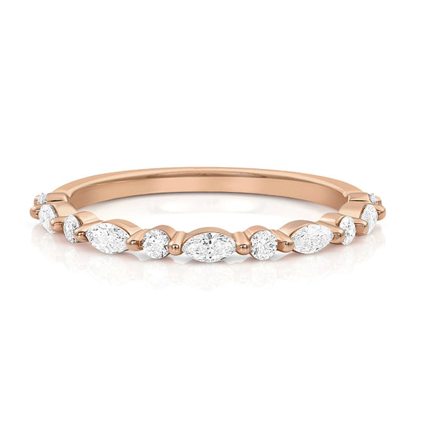 diamond marquise and diamond beads east-west orientation ring in rose gold <span class='visuallyhidden'>Call, text 323-404-2959 for shopping help.</span>
