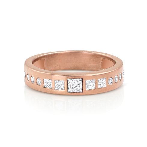 Art deco princess cut white diamonds band, in rose gold <span class='visuallyhidden'>Call, text 323-404-2959 for shopping help.</span>