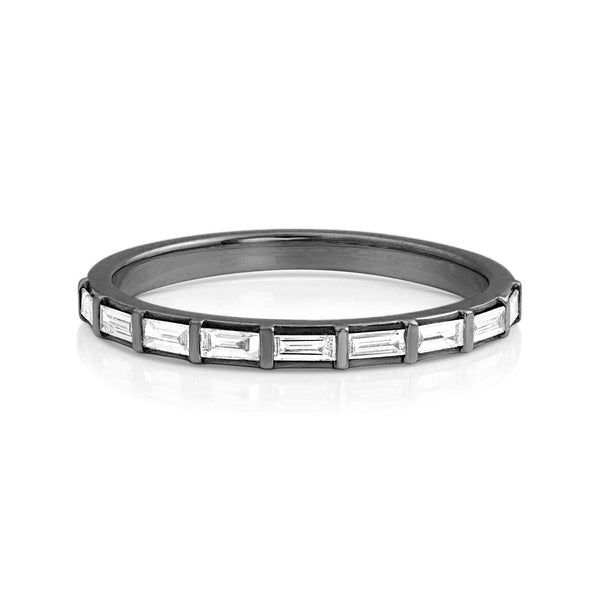 diamond baguettes east-west half eternity ring<br>in 18k black gold, head-on view <span class='visuallyhidden'>Call, text 323-404-2959 for shopping help.</span>