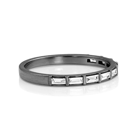 diamond east-west baguette stack ring, side view <span class='visuallyhidden'>Call, text 323-404-2959 for shopping help.</span>