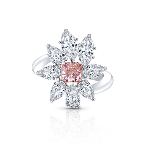 pink and white diamond bespoke floral ring<br>in platnum <span class='visuallyhidden'>Call or text 323-404-2959 if you need shopping assistance.</span>